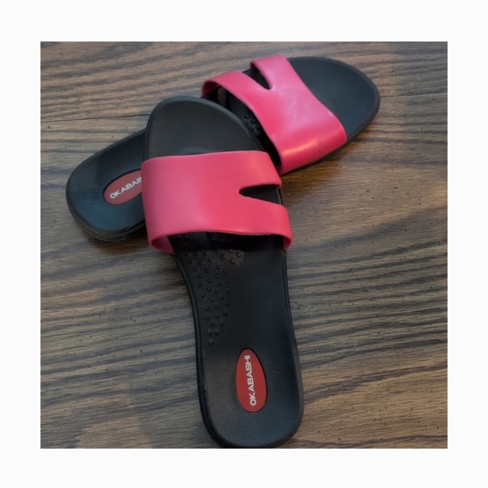Okabashi Pink and Black Sandals Minimalist Comfort